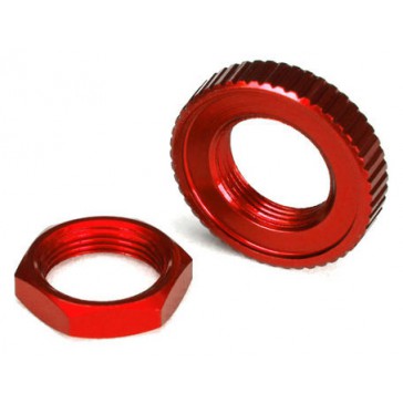 Servo saver nuts, aluminum, red-anodized (hex (1) serrated