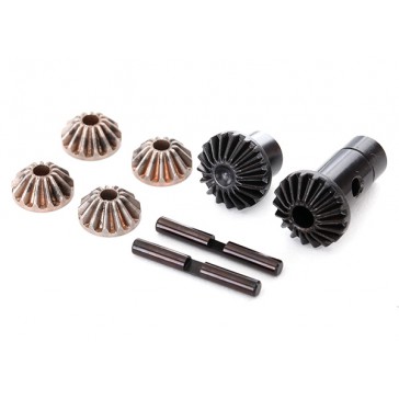 Gear set, differential (output gears (2), spider gears (4),