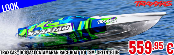 Look - Traxxas - DCB M41 Catamaran Race Boat TQi TSM, Green/Blue