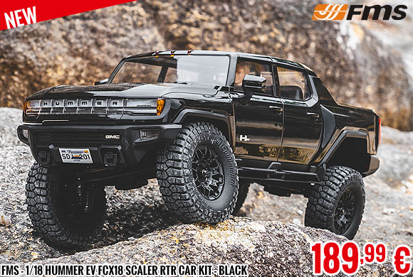 New - FMS - 1/18 Hummer EV FCX18 scaler RTR car kit - Black