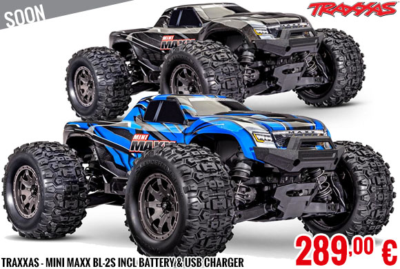 Soon - Traxxas - Mini Maxx BL-2s incl battery & USB charger