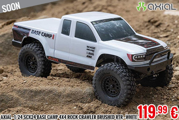 Soon - Axial - 1/24 SCX24 Base Camp 4x4 Rock Crawler Brushed RTR - White