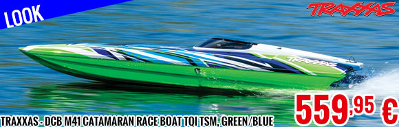 Look - Traxxas - DCB M41 Catamaran Race Boat TQi TSM, GREEN/BLUE