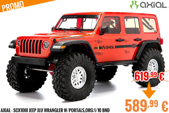 Promo - Axial - SCX10III Jeep JLU Wrangler w/Portals,Org:1/10 BND (NO Radio)