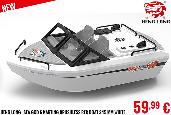 New - Heng Long - Sea-God 6 Karting Brushless RTR Boat 245 mm White