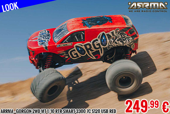 Look - Arrma - Gorgon 2wd MT 1/10 RTR Smart 3300 7C S120 USB Red