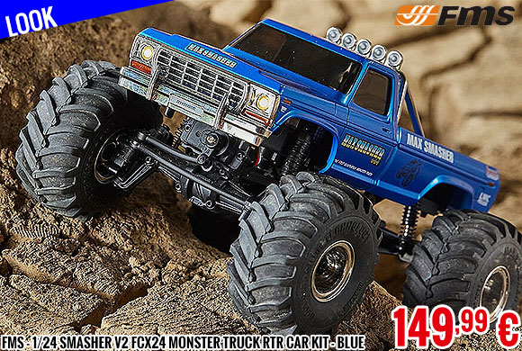 Look - FMS - 1/24 Smasher V2 FCX24 Monster truck RTR car kit - Blue