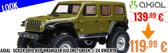 Promo - Axial - SCX24 2019 Jeep Wrangler JLU CRC, Green: 1/24 4WD RTR