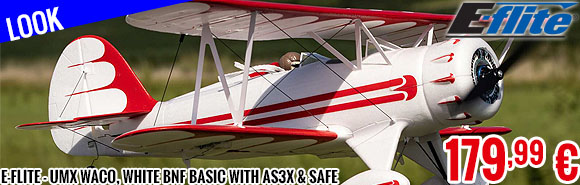 Look - E-Flite - UMX Waco, White BNF Basic with AS3X & SAFE