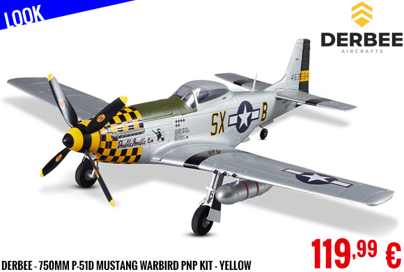 Look - Derbee - 750mm P-51D Mustang Warbird PNP kit - yellow