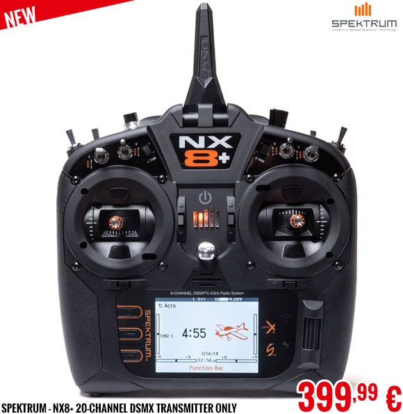 New - Spektrum - NX8+ 20-Channel DSMX Transmitter Only