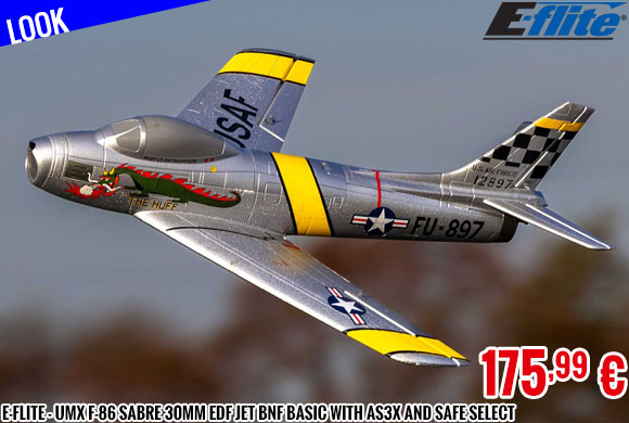 Look - E-Flite - UMX F-86 Sabre 30mm EDF Jet BNF Basic with AS3X and SAFE Select