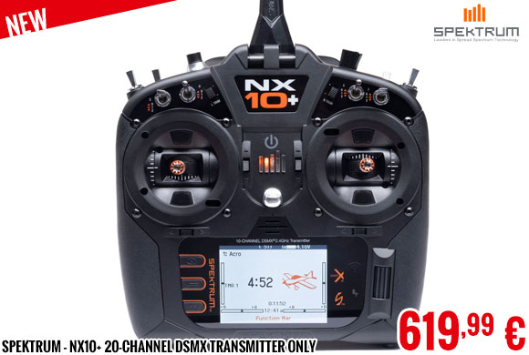 New - Spektrum - NX10+ 20-Channel DSMX Transmitter Only