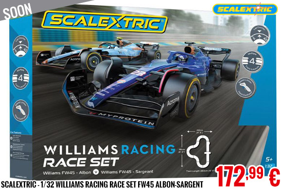 Soon - Scalextric - 1/32 Williams Racing Race Set FW45 Albon-Sargent